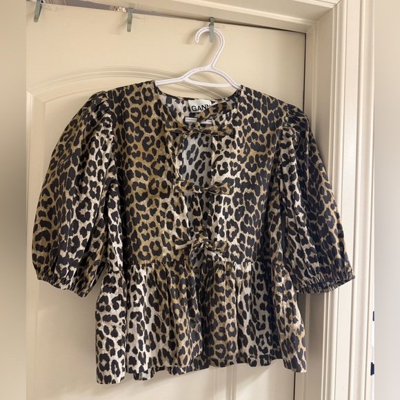 Ganni Tops - Ganni Black and Brown Leopard Print Top